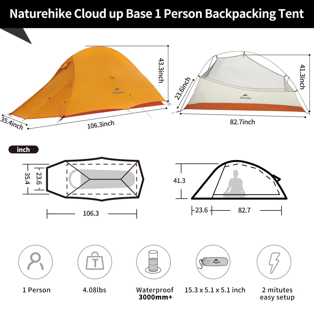 Naturehike Cloud-Up 1-Person Ultralight Backpacking Tent