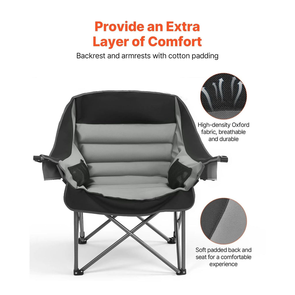 Heavy-Duty Oversized Padded Camping Chair with Carry Bag