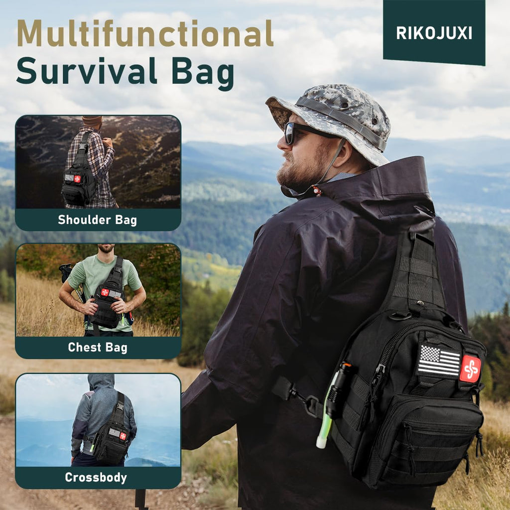262-Piece Emergency Survival Kit with First Aid Crossbody Bag
