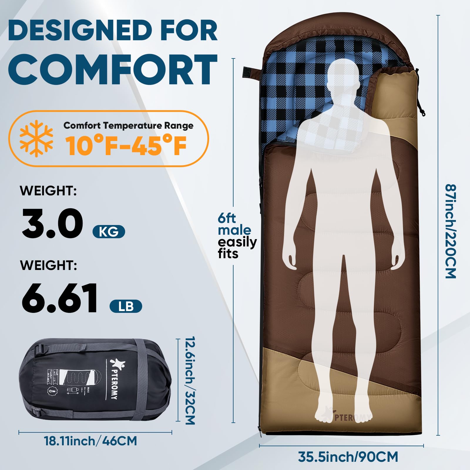 PTEROMY Lightweight Water-Resistant Camping Sleeping Bag