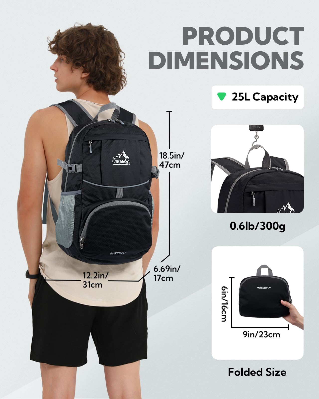 WATERFLY 25/35L Ultralight Packable Hiking Daypack