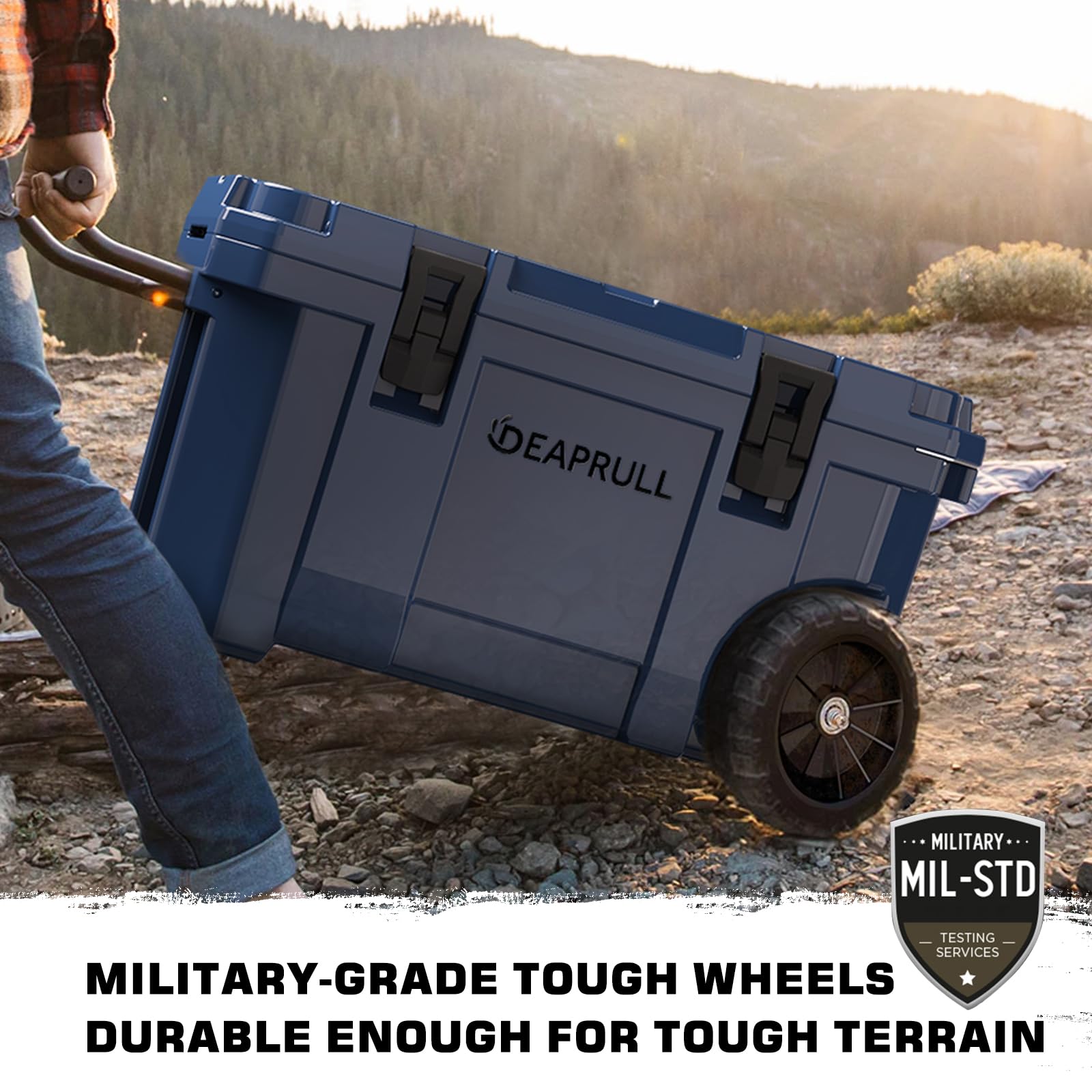 55-Quart Wheeled Hard-Sided Camping Cooler with Cup Holders