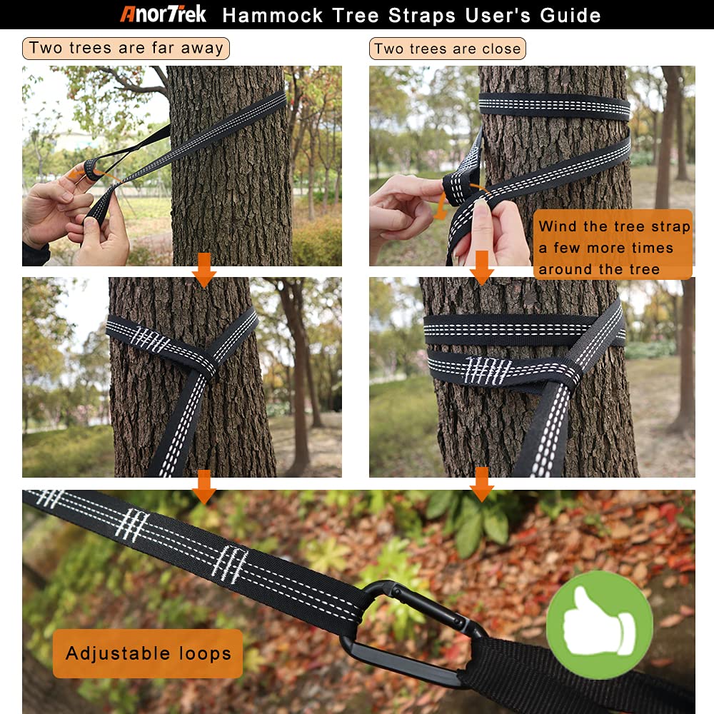 AnorTrek Lightweight Camping Hammock with Tree Straps
