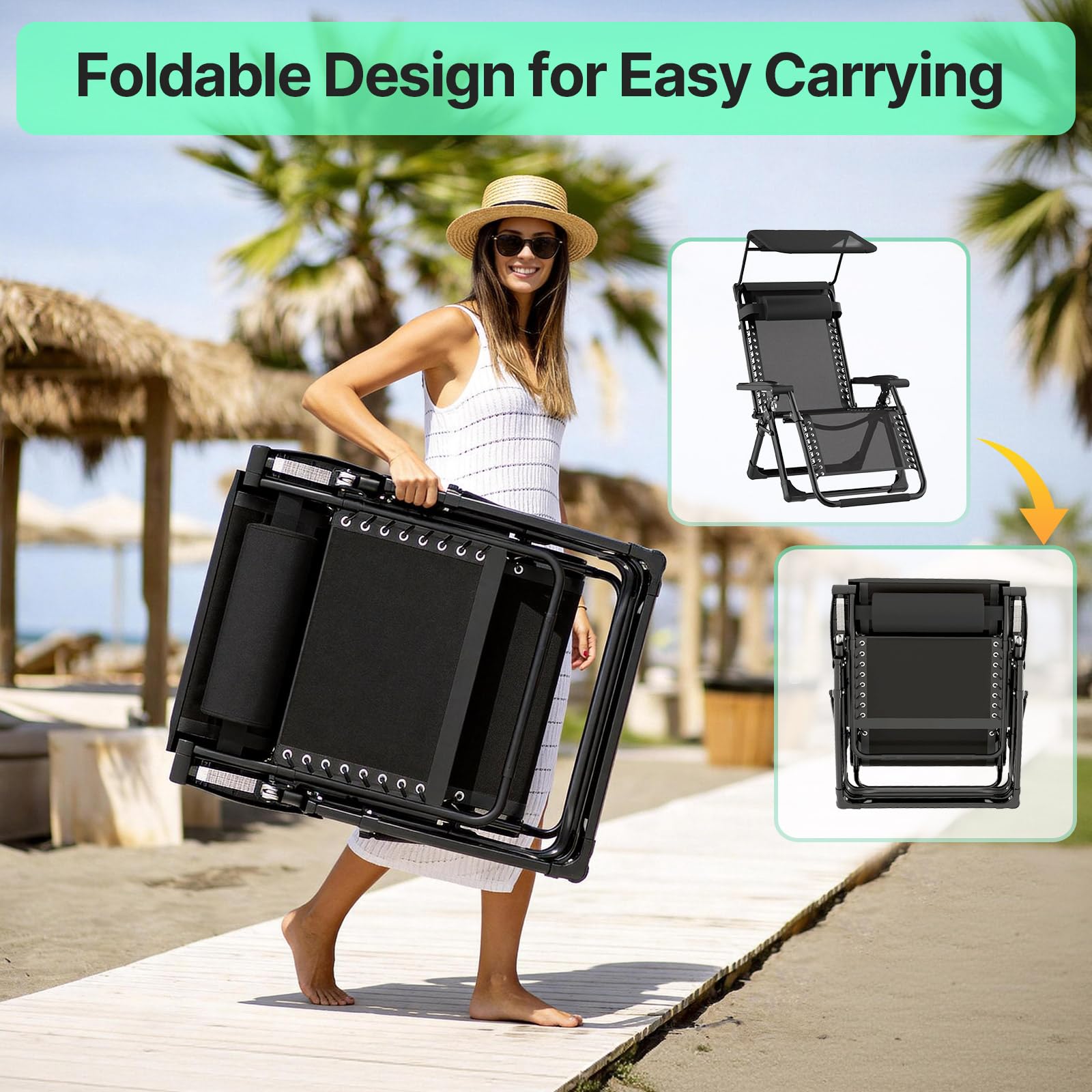 Suteck Zero-Gravity Reclining Chair with Canopy