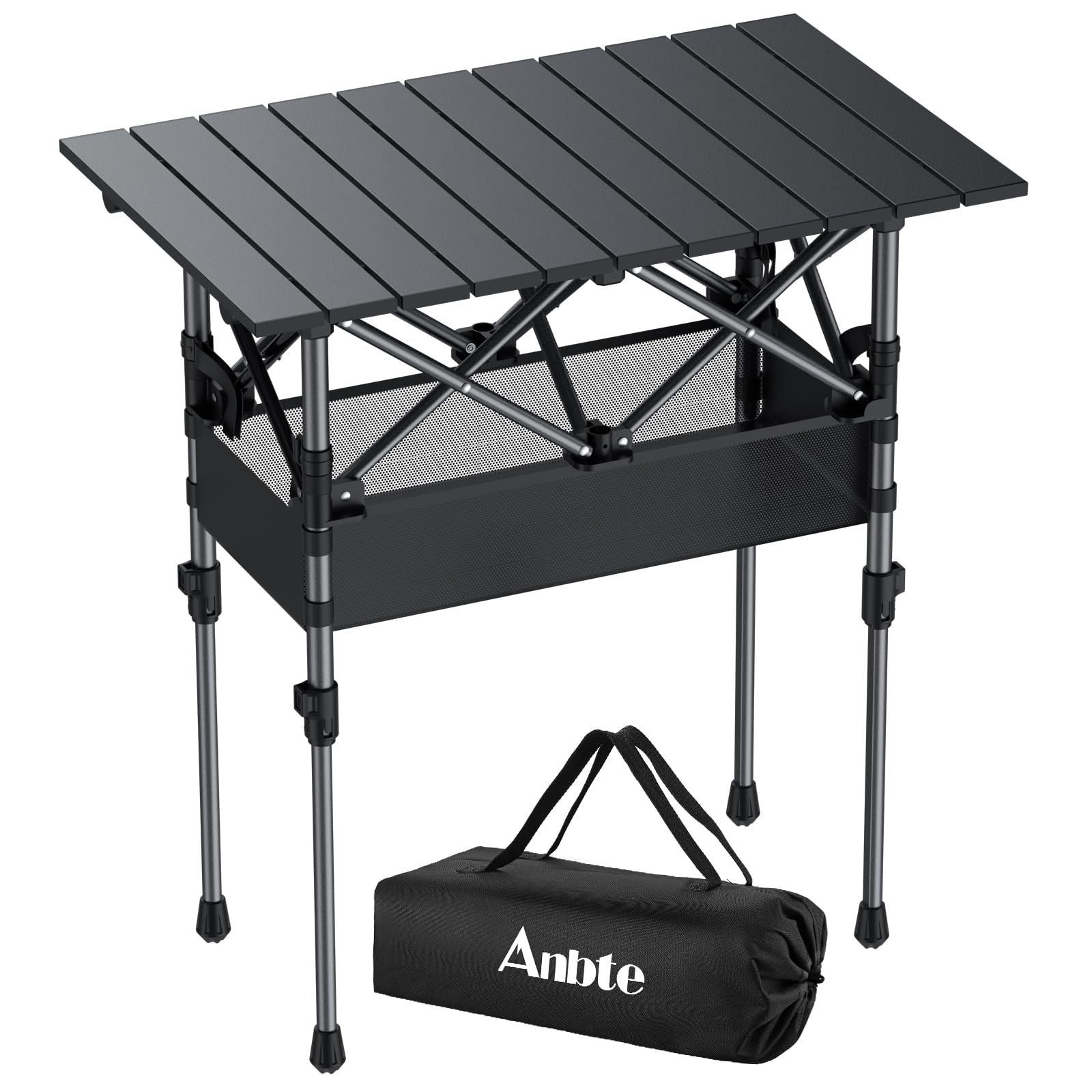 Anbte Adjustable Aluminum Roll-Top Camping Table with Bag