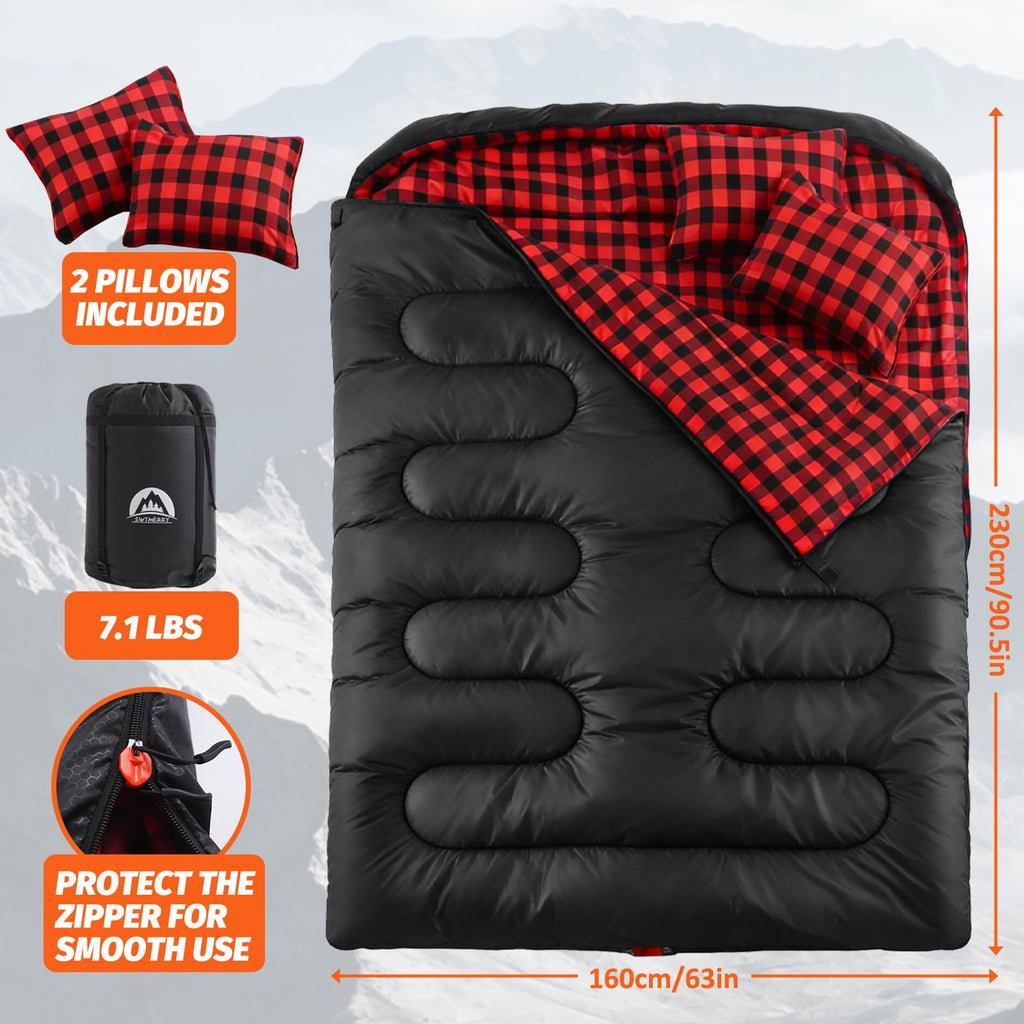 Swtmerry XL Double Sleeping Bag with Two Pillows