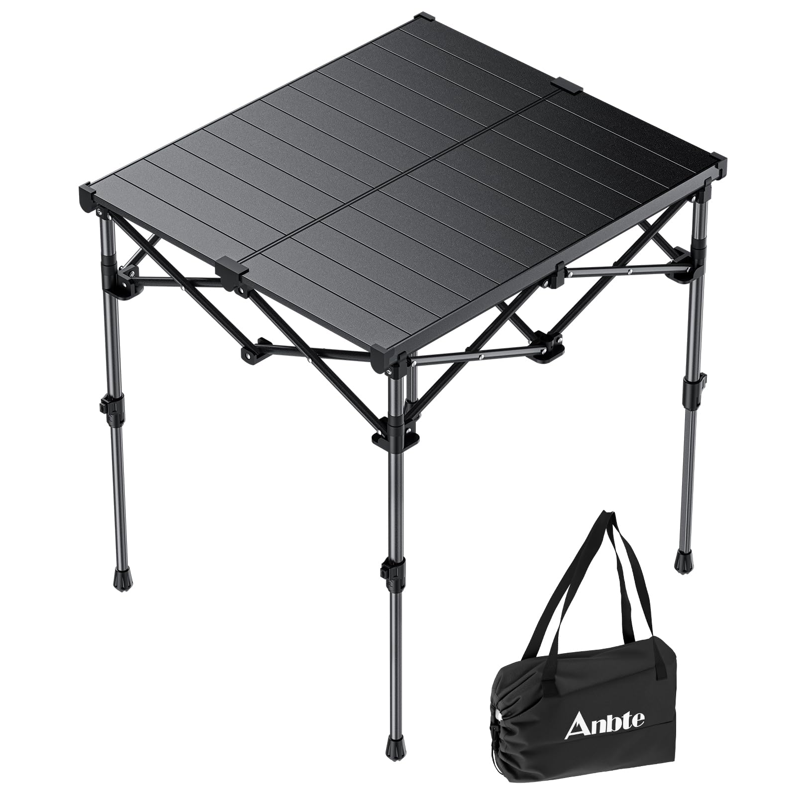Anbte Adjustable Aluminum Roll-Top Camping Table with Bag