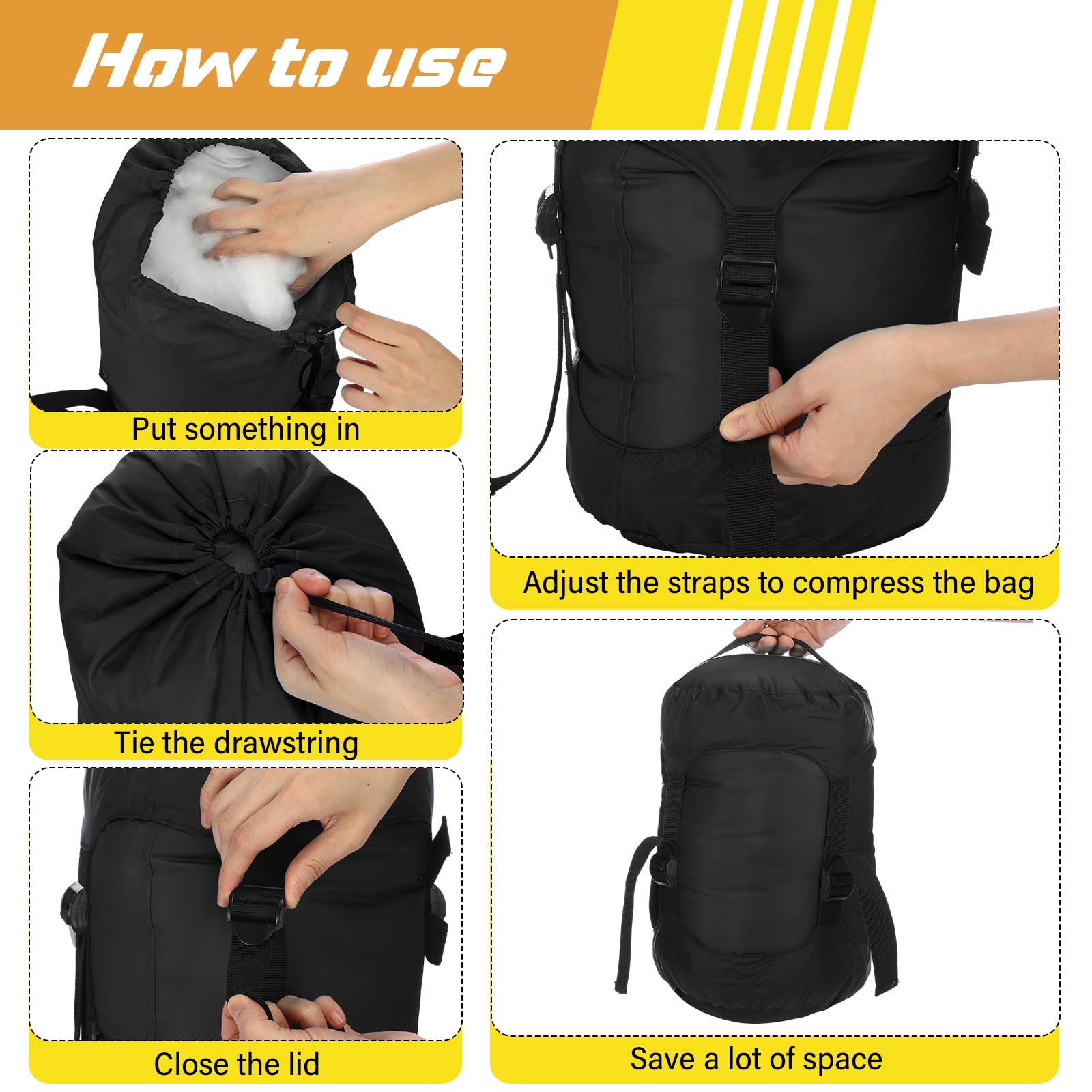 GliCraft 5-Piece Compression Sack Set for Backpacking