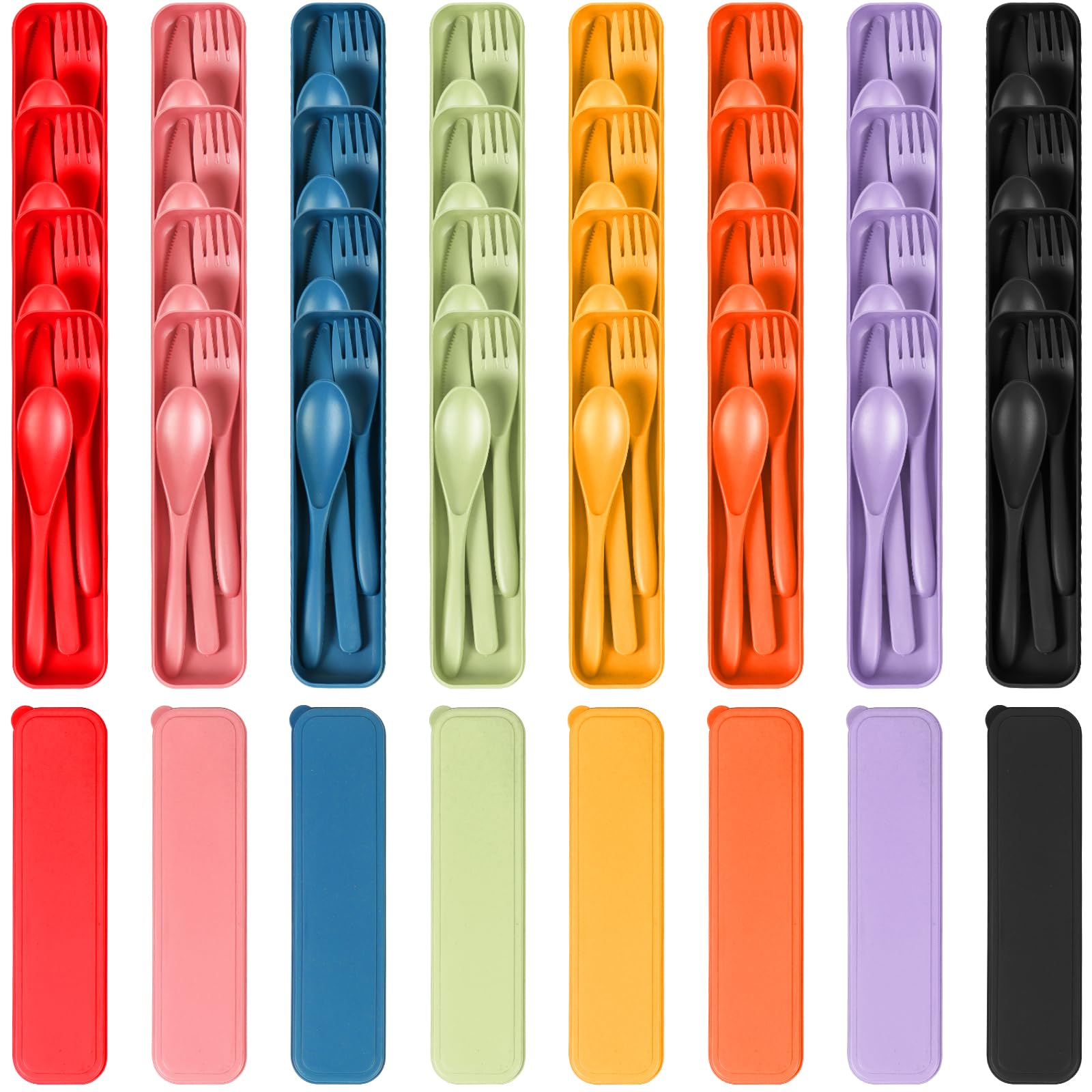 Reusable Wheat Straw Travel Utensil Set with Carrying Case