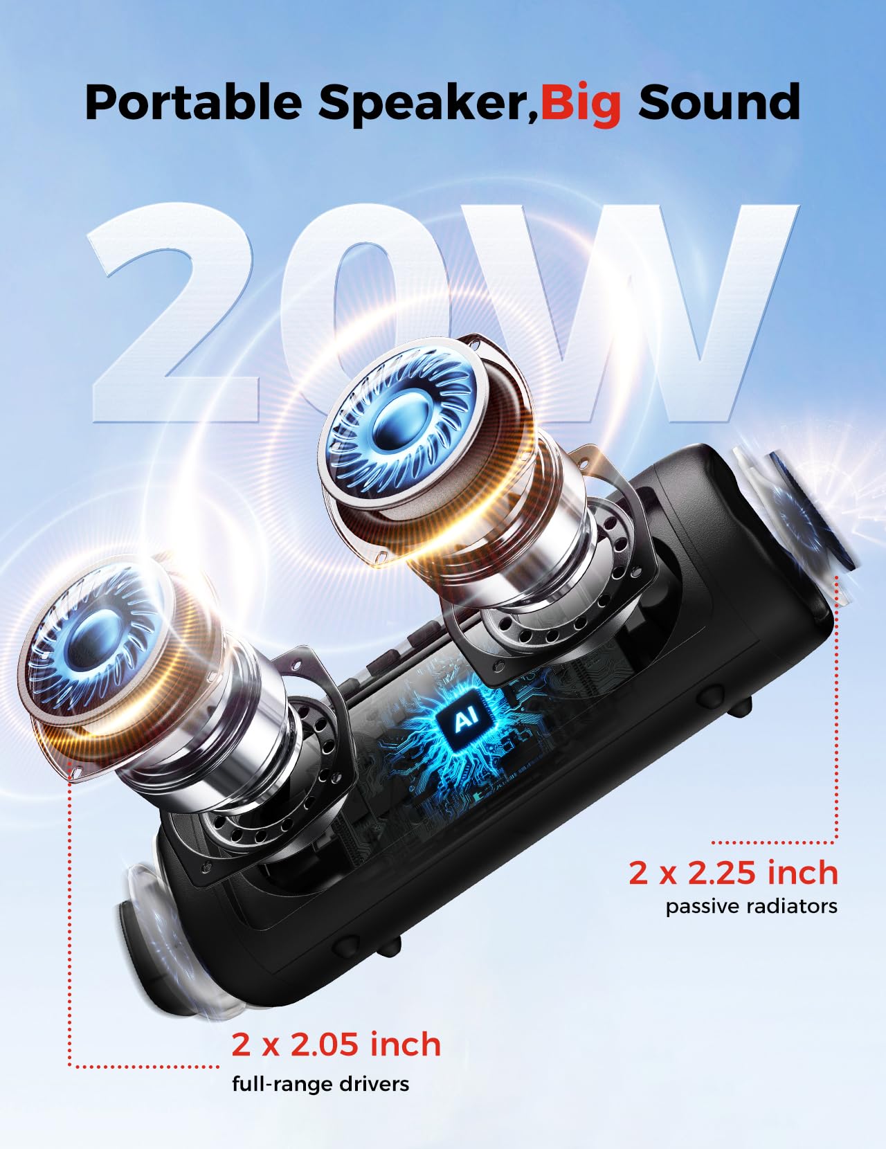 BolaButty 20W Waterproof Bluetooth Speaker, 24-Hour Playtime