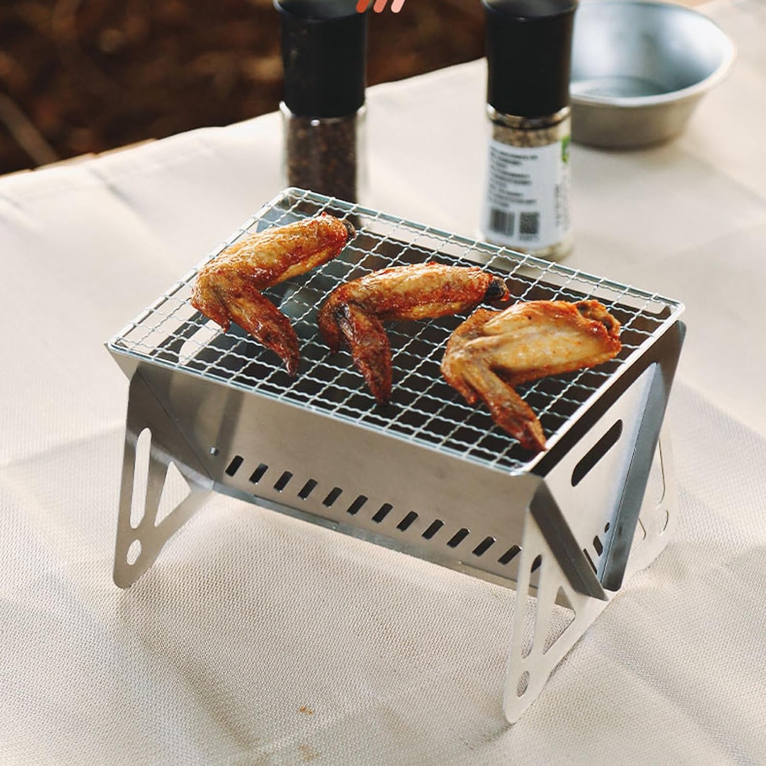 Portable Stainless Steel Folding Camping Grill with Bag