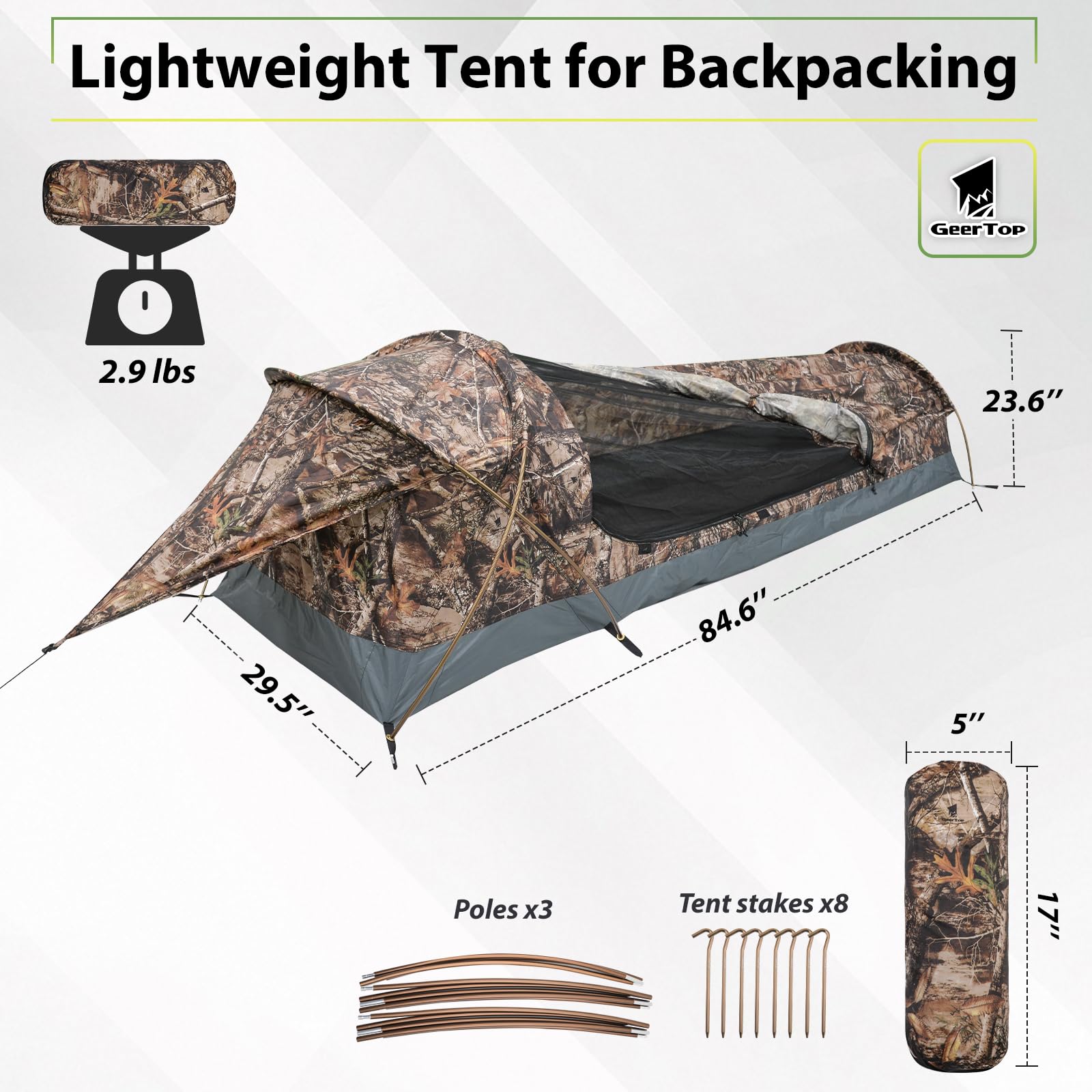 GEERTOP Ultralight 1-Person Backpacking Tent for Camping