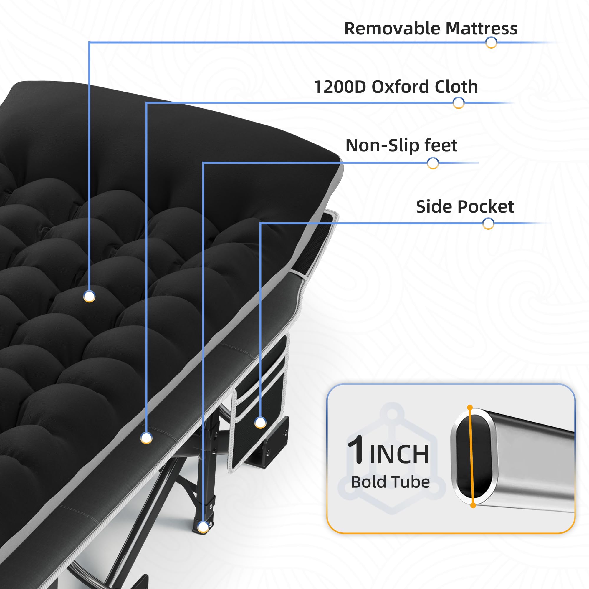 HABUTWAY 32-Inch Heavy-Duty Camping Cot with Mattress