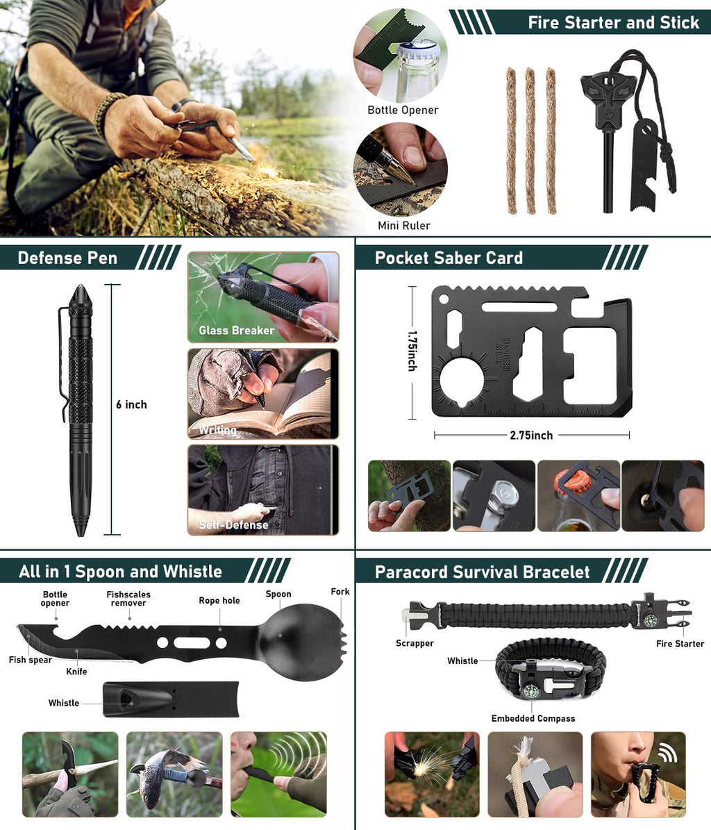 262-Piece Emergency Survival Kit with First Aid Crossbody Bag