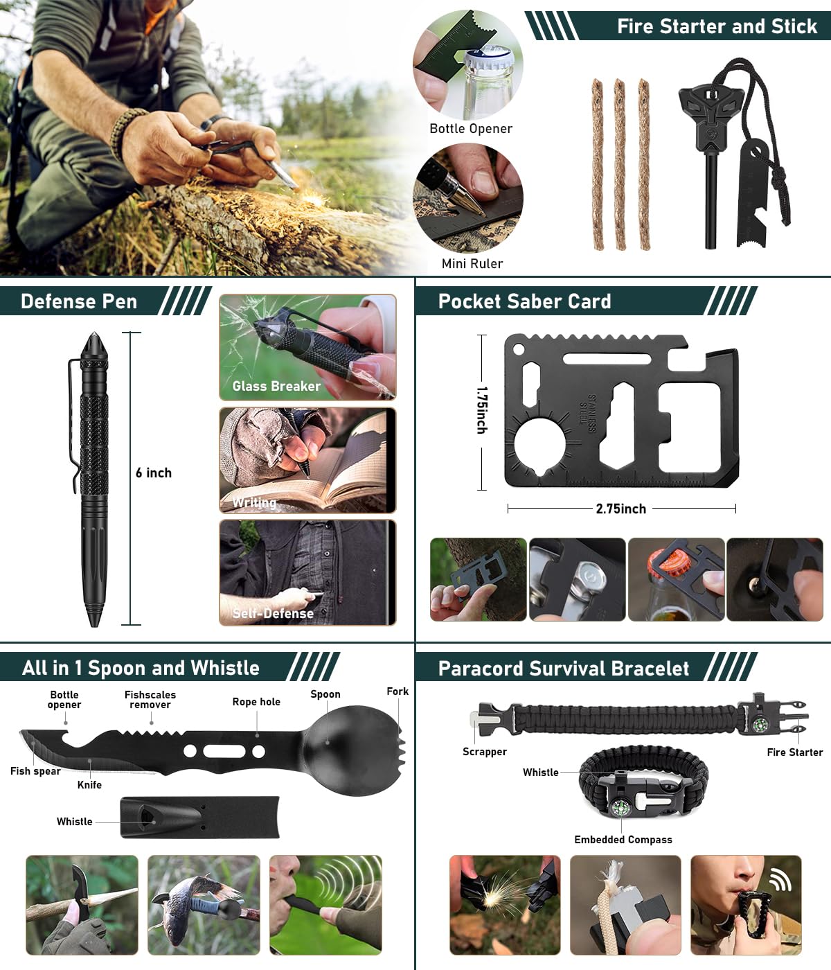 262-Piece Emergency Survival Kit with First Aid Crossbody Bag