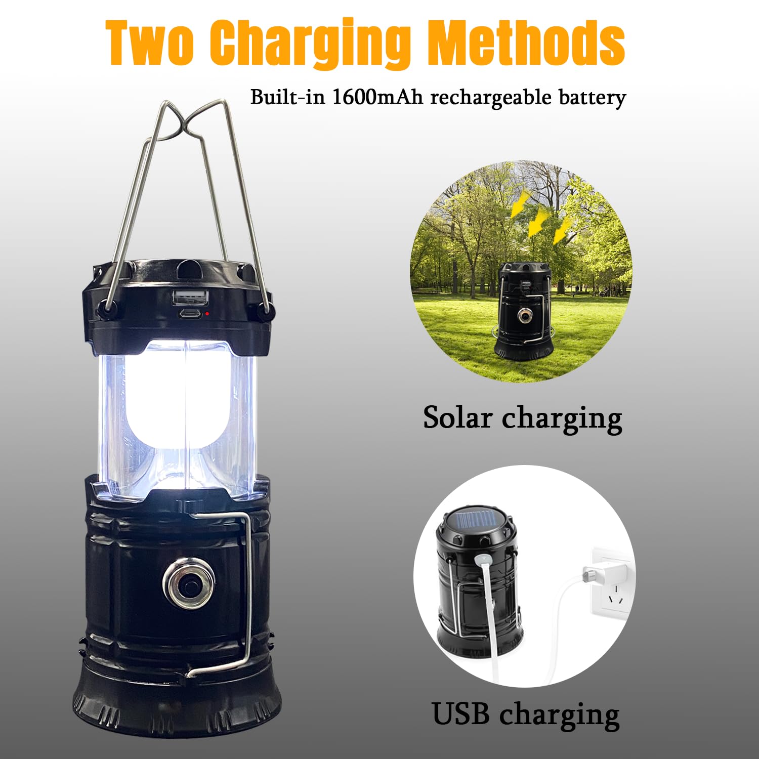 XTAUTO Collapsible Solar USB Rechargeable Camping Lantern