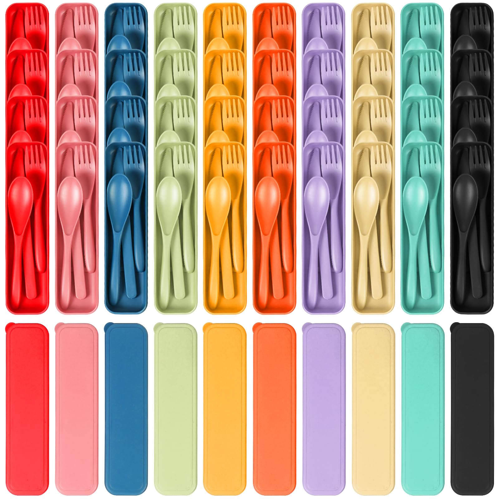 Reusable Wheat Straw Travel Utensil Set with Carrying Case