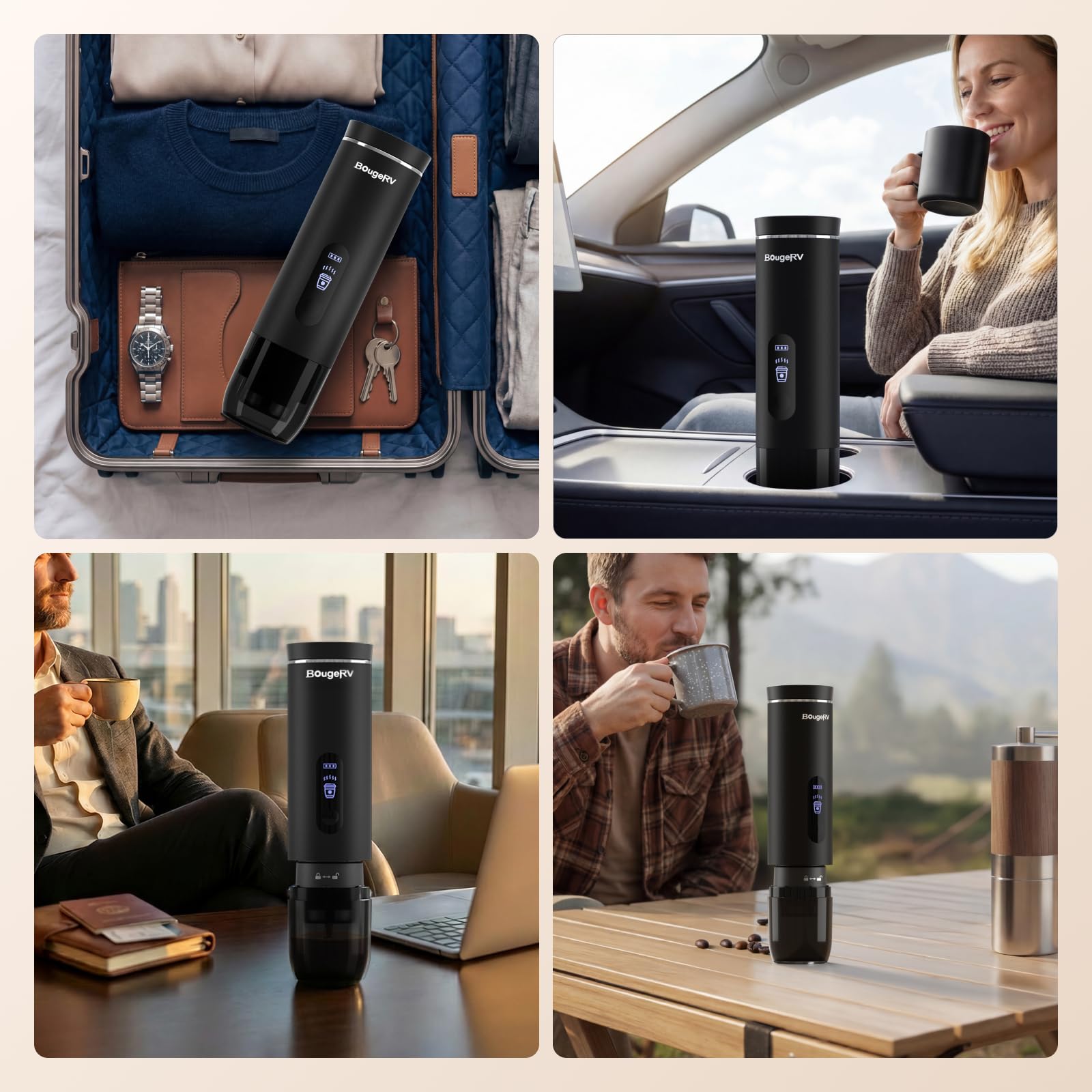 BougeRV Portable Coffee Maker for K-Cup Pods and Grounds
