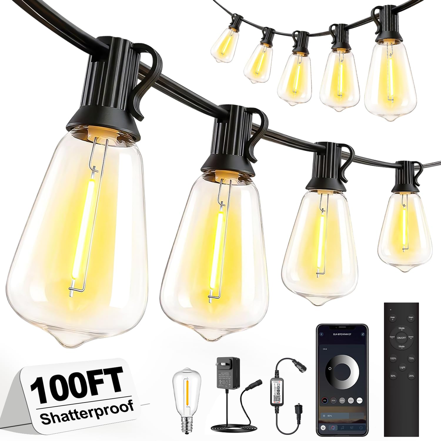 Skoiuc Smart Outdoor String Lights with App Control