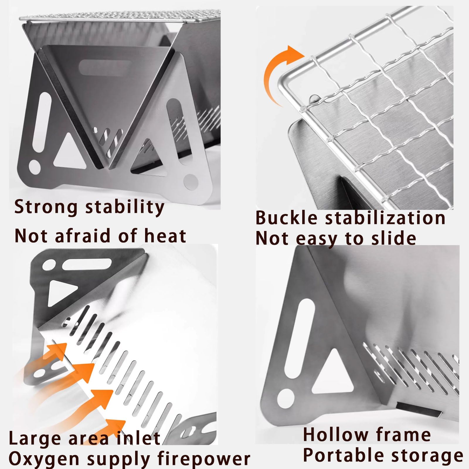 Portable Stainless Steel Folding Camping Grill with Bag