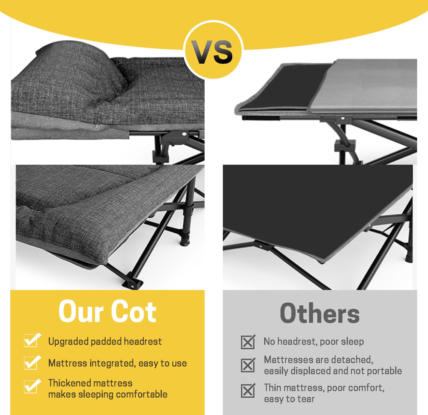 ATORPOK Heavy-Duty Padded Camping Cot with Carry Bag