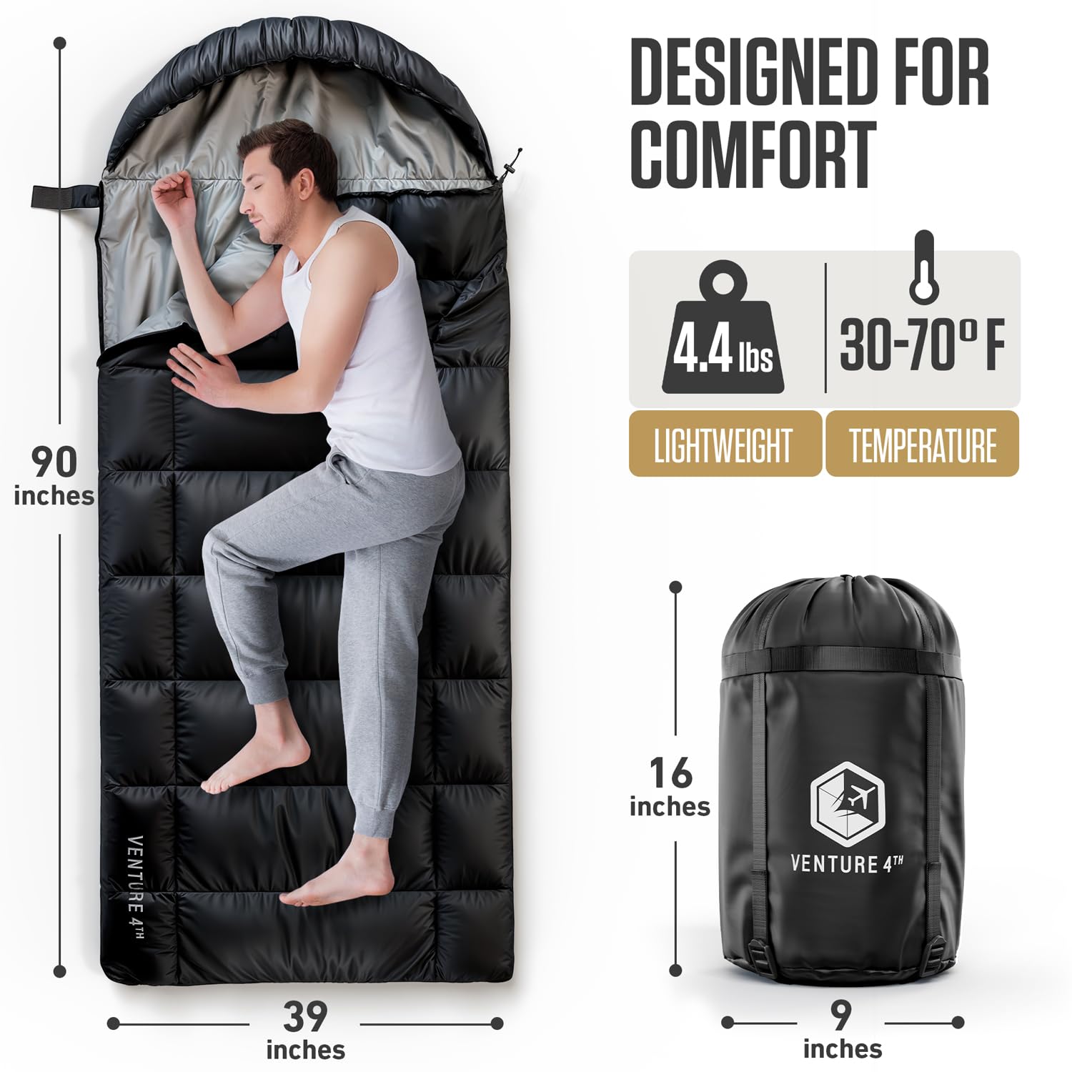 VENTURE 4TH Camping Sleeping Bag in Single, XXL or Double