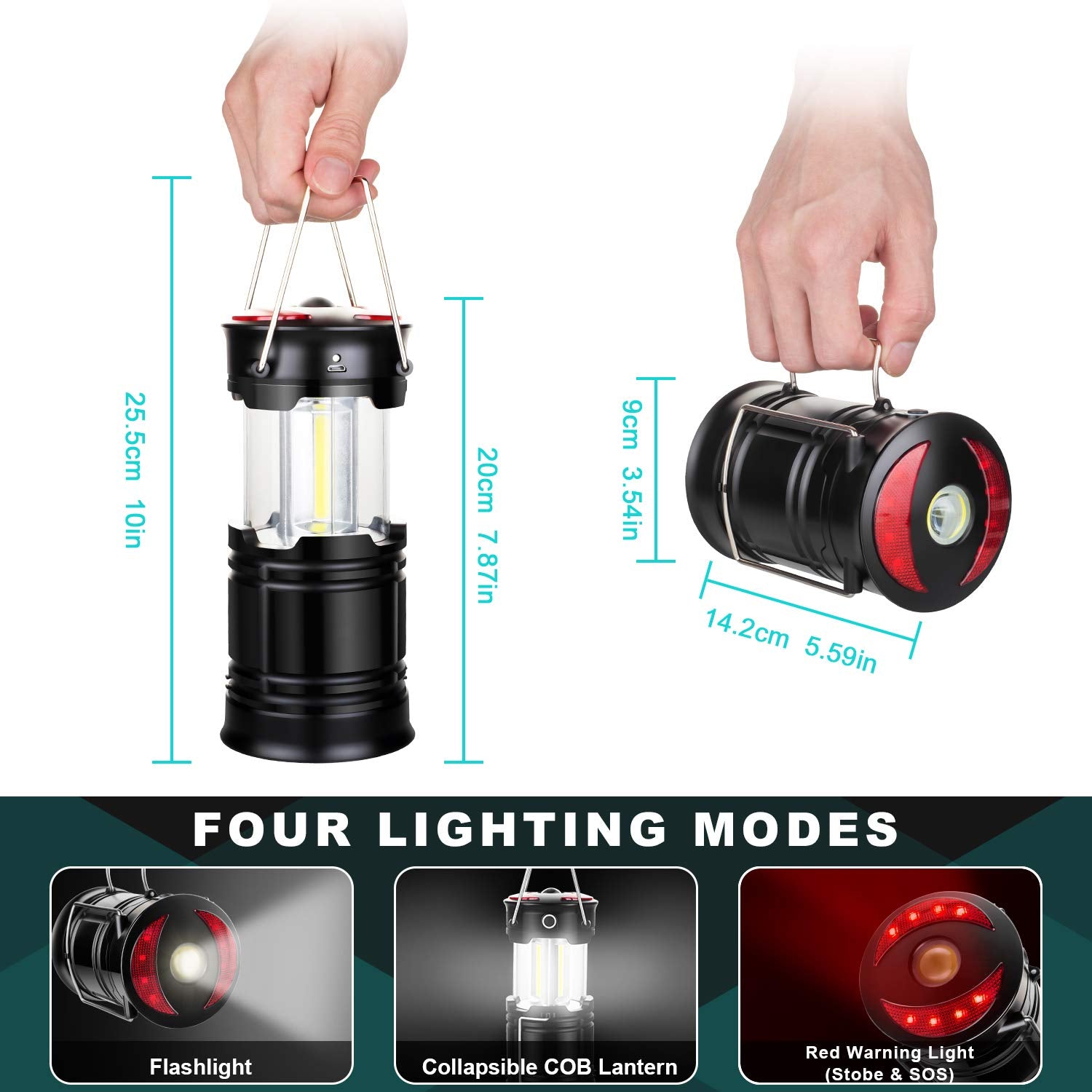 2-Pack Portable Camping Lanterns for Tents and Outdoors