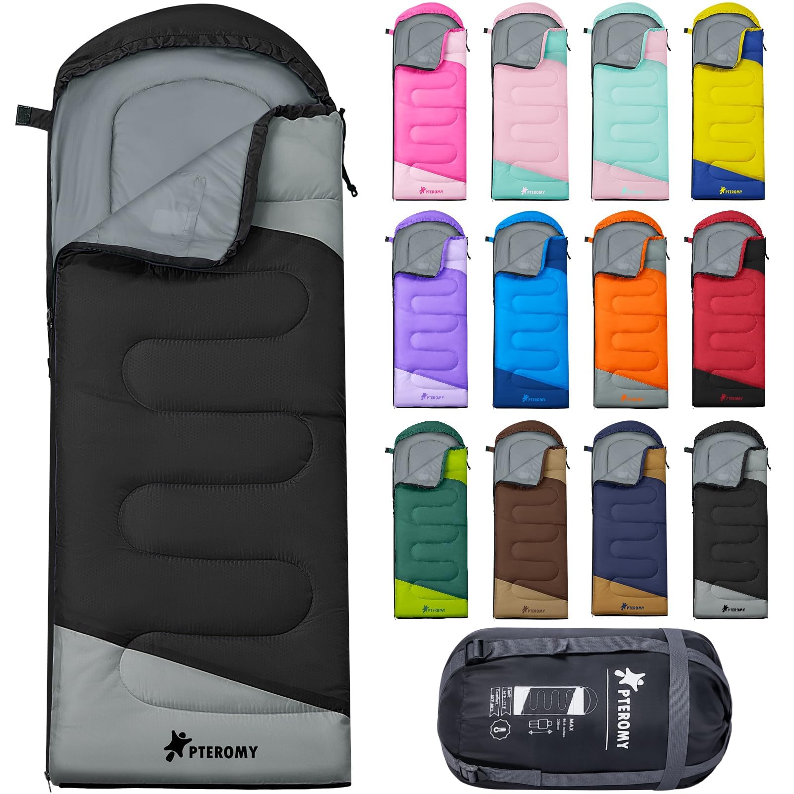 PTEROMY Lightweight Water-Resistant Camping Sleeping Bag