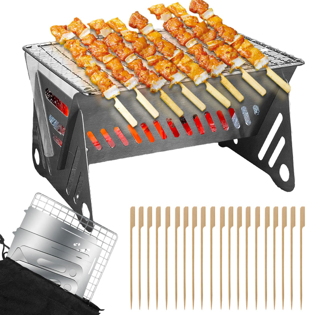 Portable Stainless Steel Folding Camping Grill with Bag