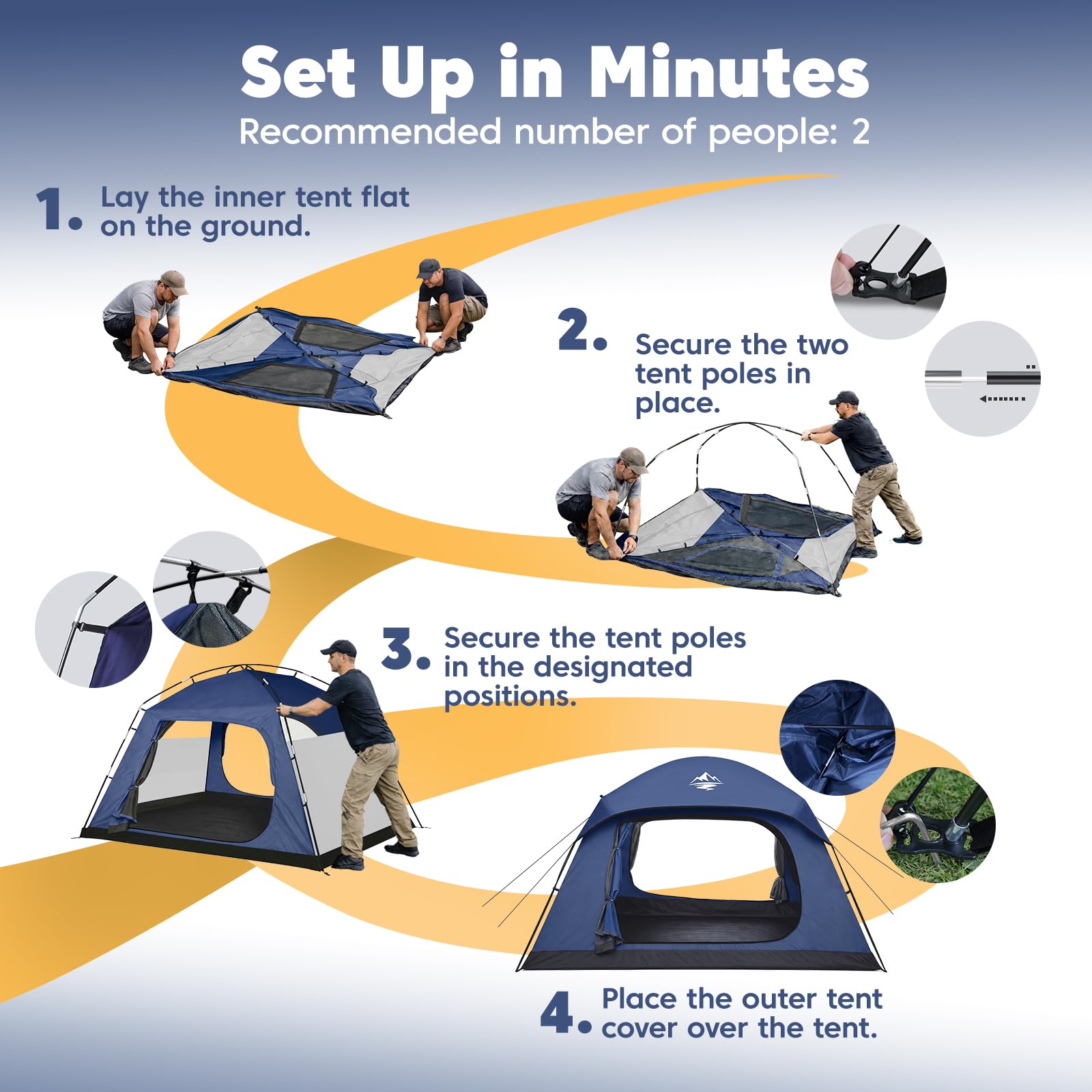 Purebox 4-Person Waterproof Camping Tent with Rainfly