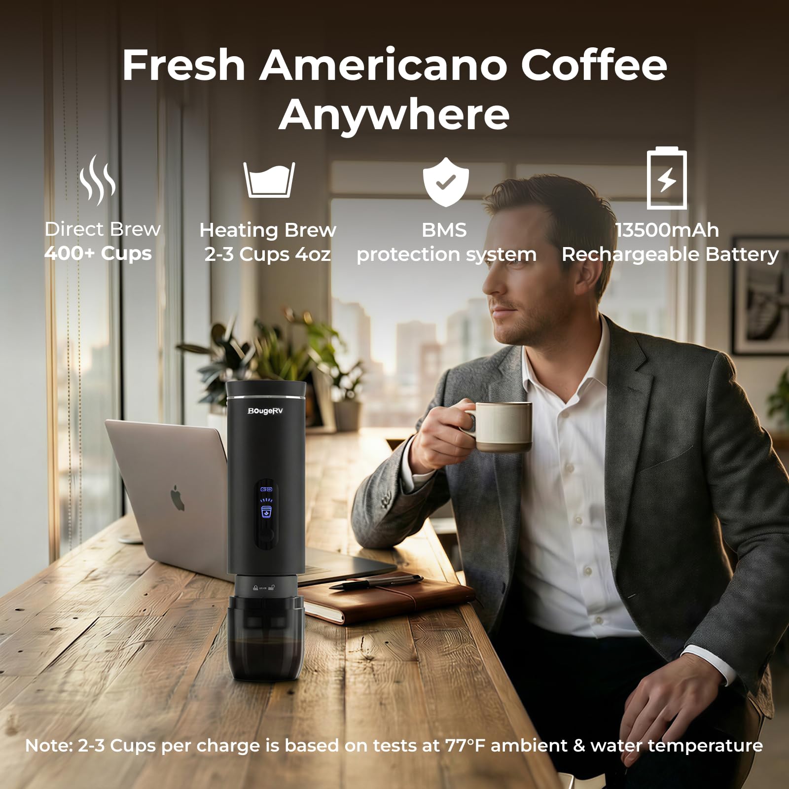 BougeRV Portable Coffee Maker for K-Cup Pods and Grounds
