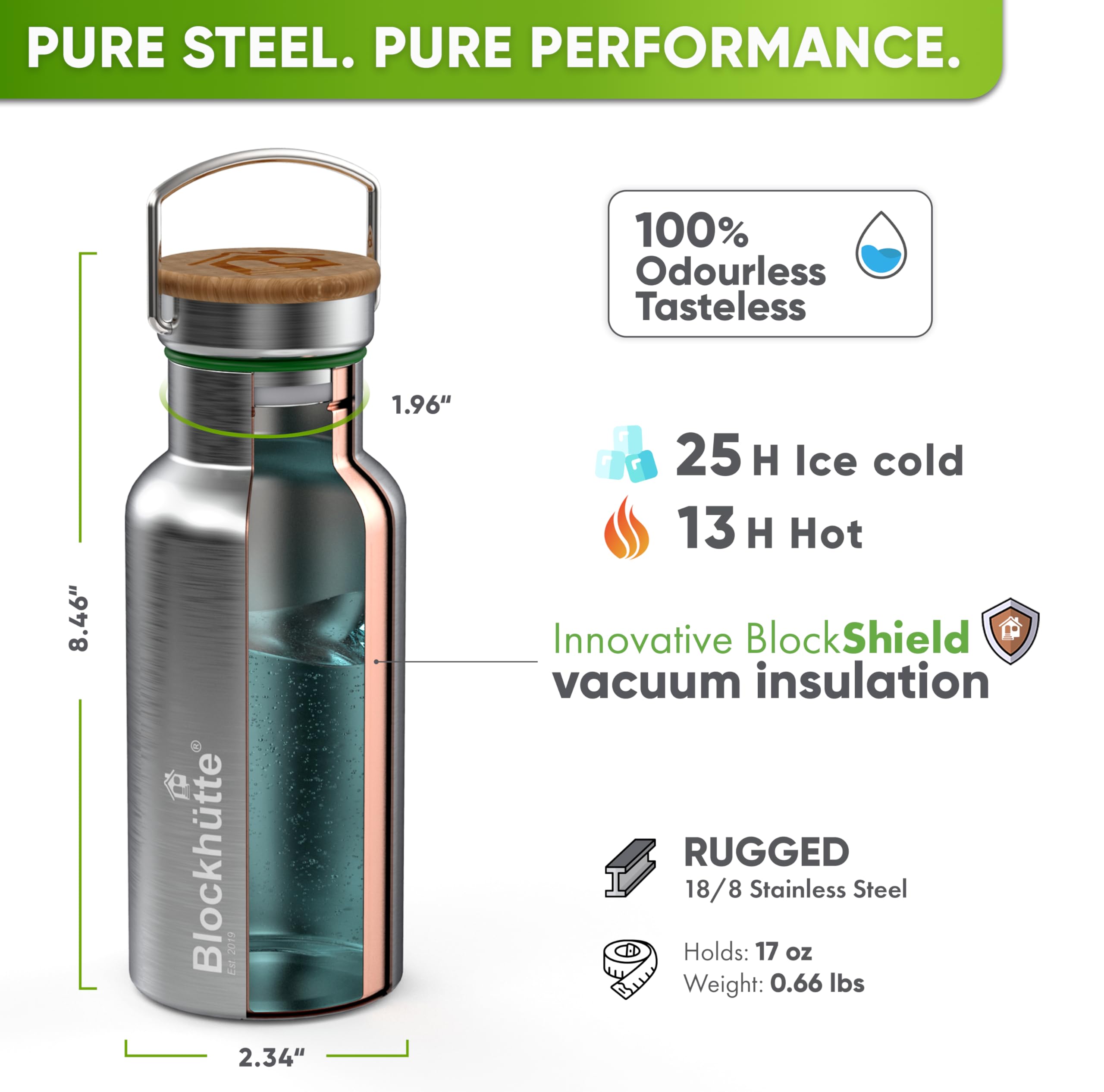 Blockhütte Vacuum-Insulated Stainless Steel Water Bottle