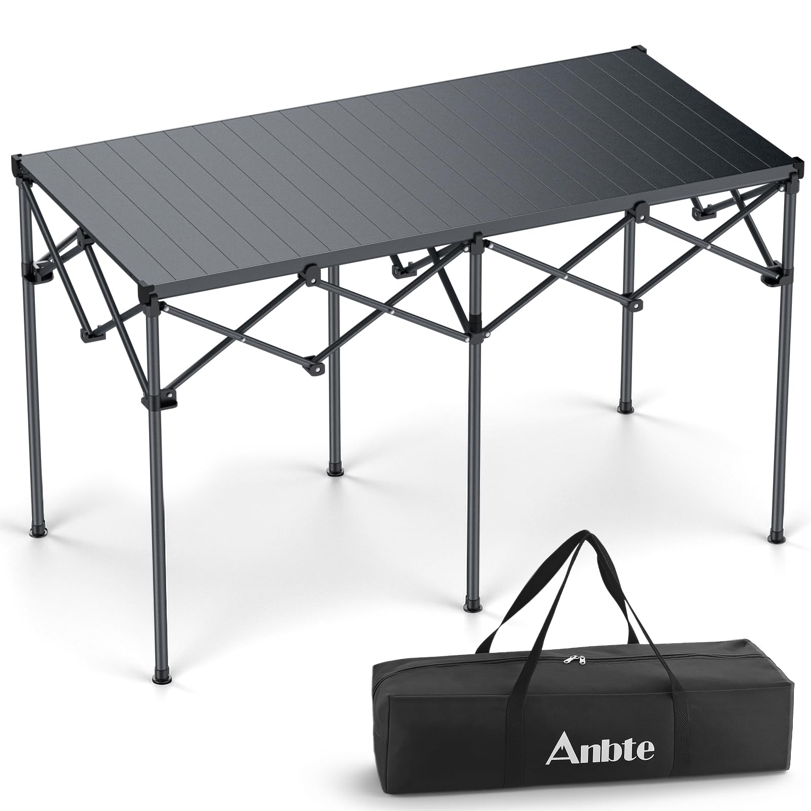 Anbte Adjustable Aluminum Roll-Top Camping Table with Bag