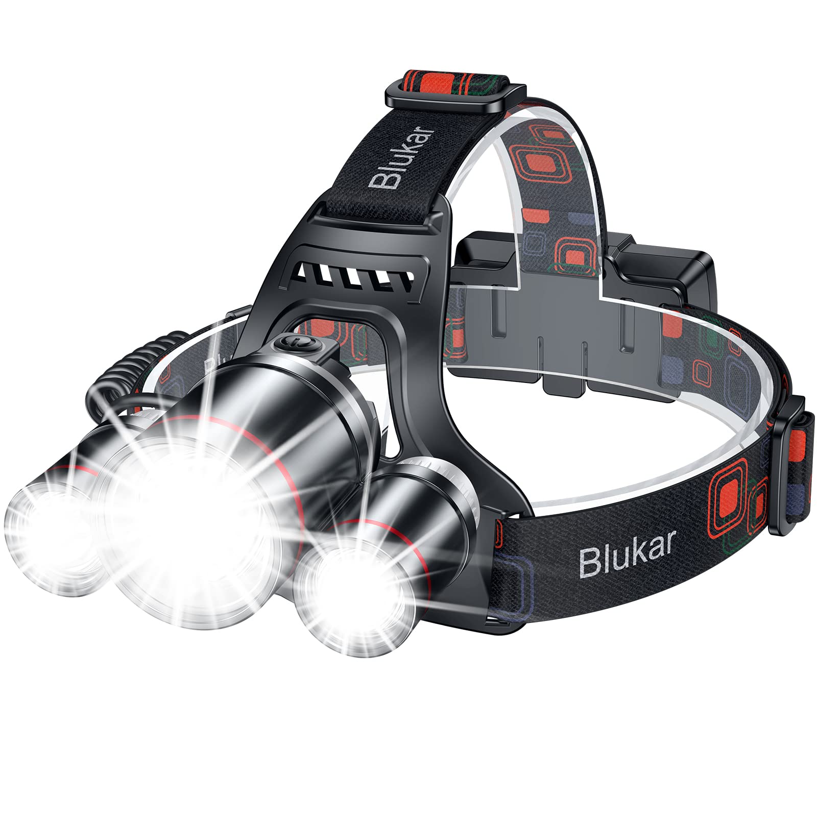 Blukar Rechargeable Ultra-Bright 3-Light LED Headlamp