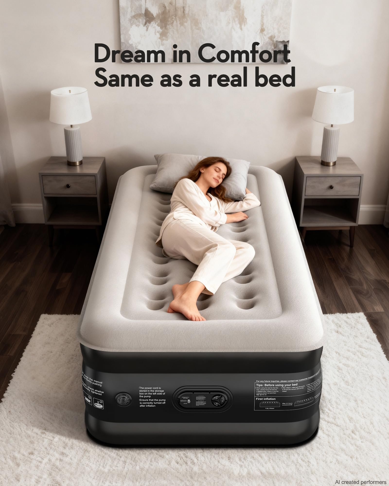 OhGeni Inflatable Air Mattress with Built-In Pump
