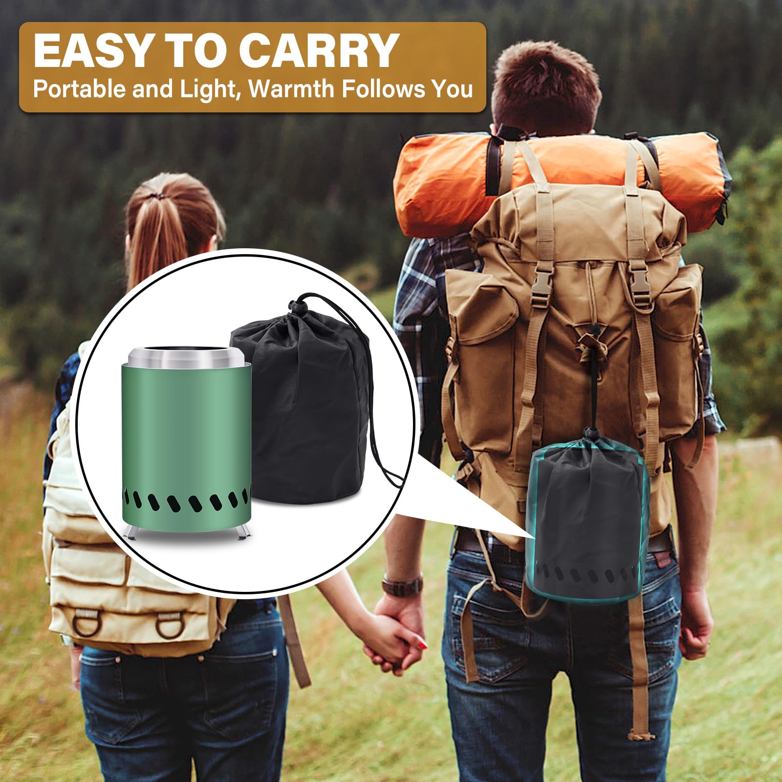 HGD Portable Mini Smokeless Tabletop Fire Pit with Travel Bag