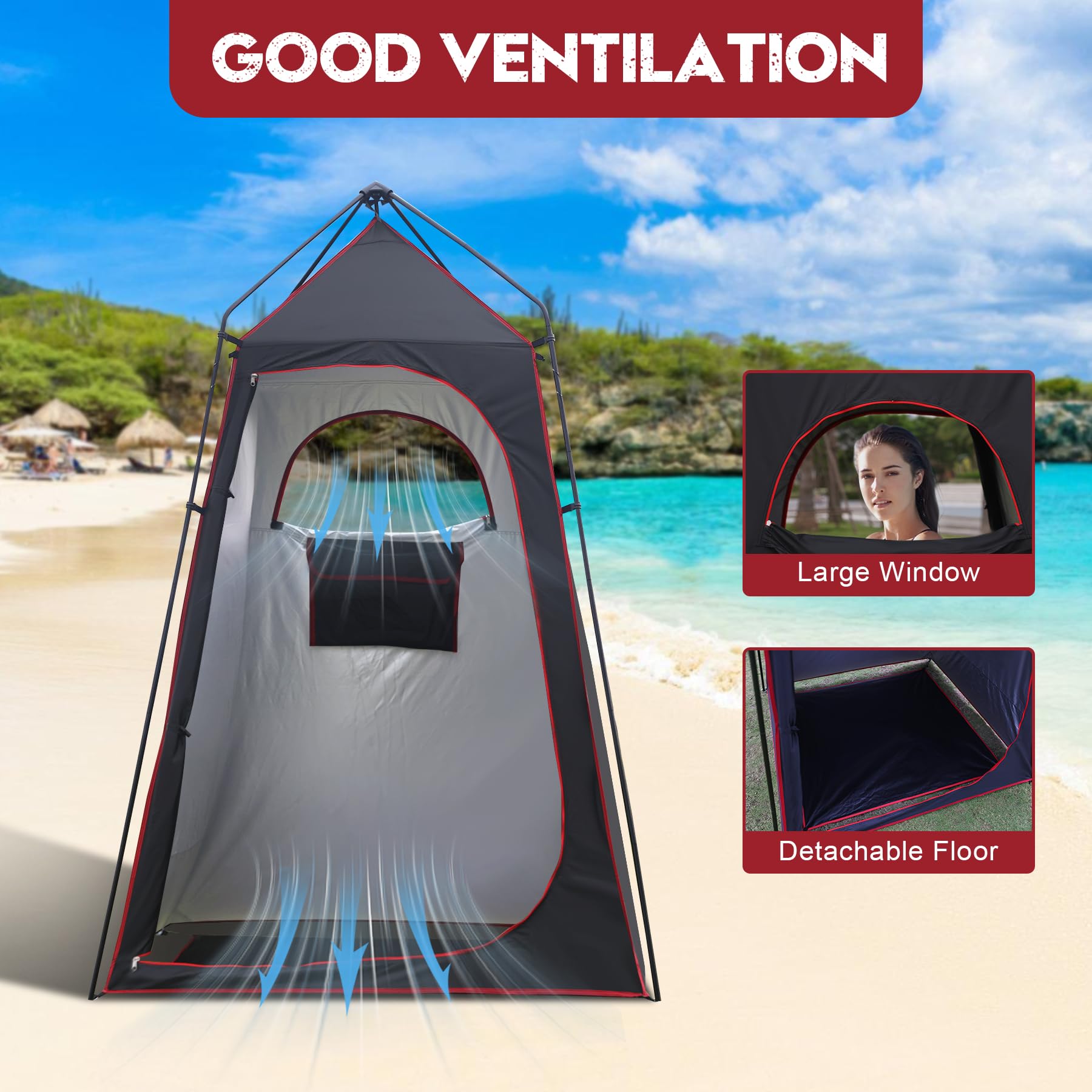 7.2-Foot UPF 50+ Portable Shower Privacy Tent with Floor
