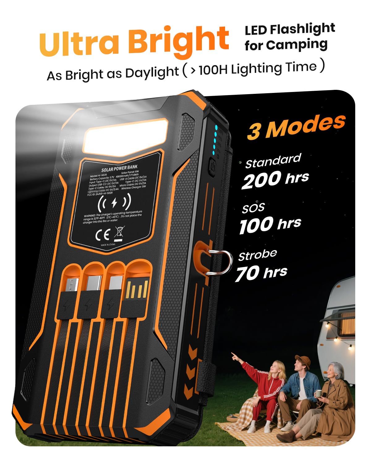 SOARAISE 48,000mAh Wireless Solar Charger Power Bank