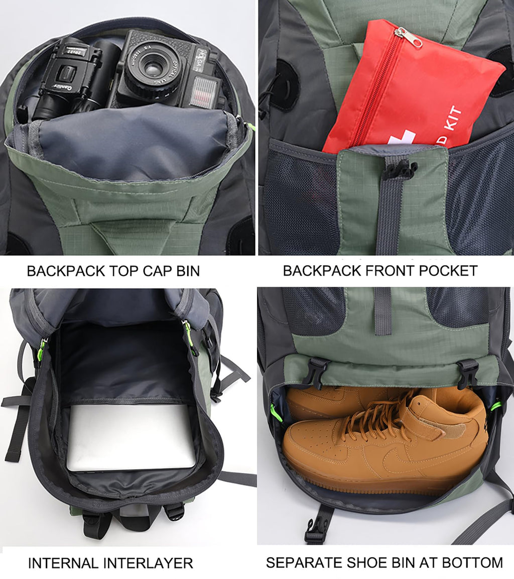 Bseash 50L Water-Resistant Lightweight Hiking Backpack