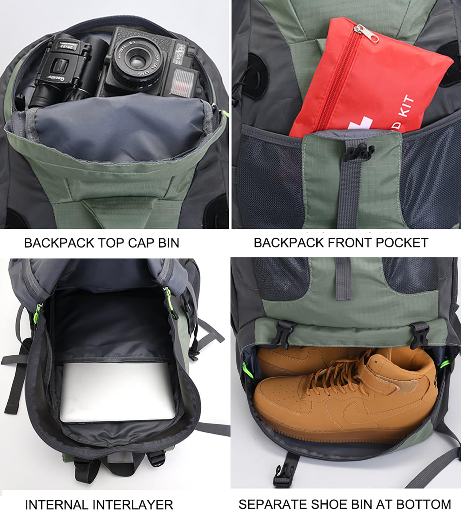 Bseash 50L Water-Resistant Lightweight Hiking Backpack