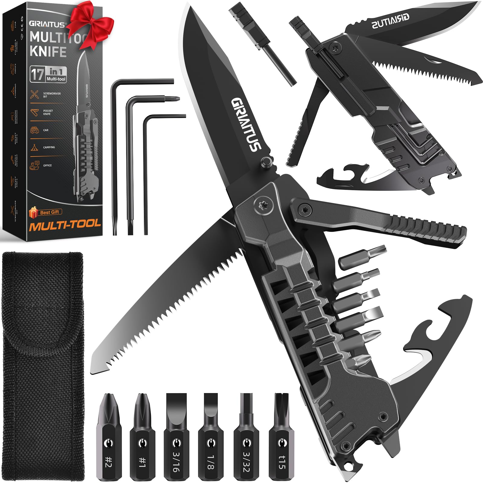 17-in-1 Survival Multitool Knife with Fire Starter