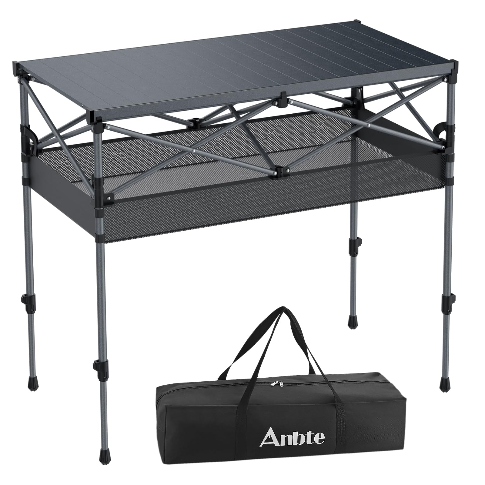 Anbte Adjustable Aluminum Roll-Top Camping Table with Bag