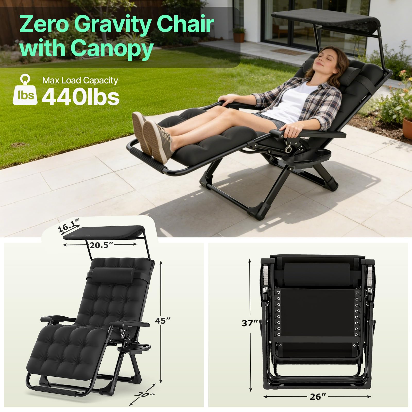 Suteck Zero-Gravity Reclining Chair with Canopy