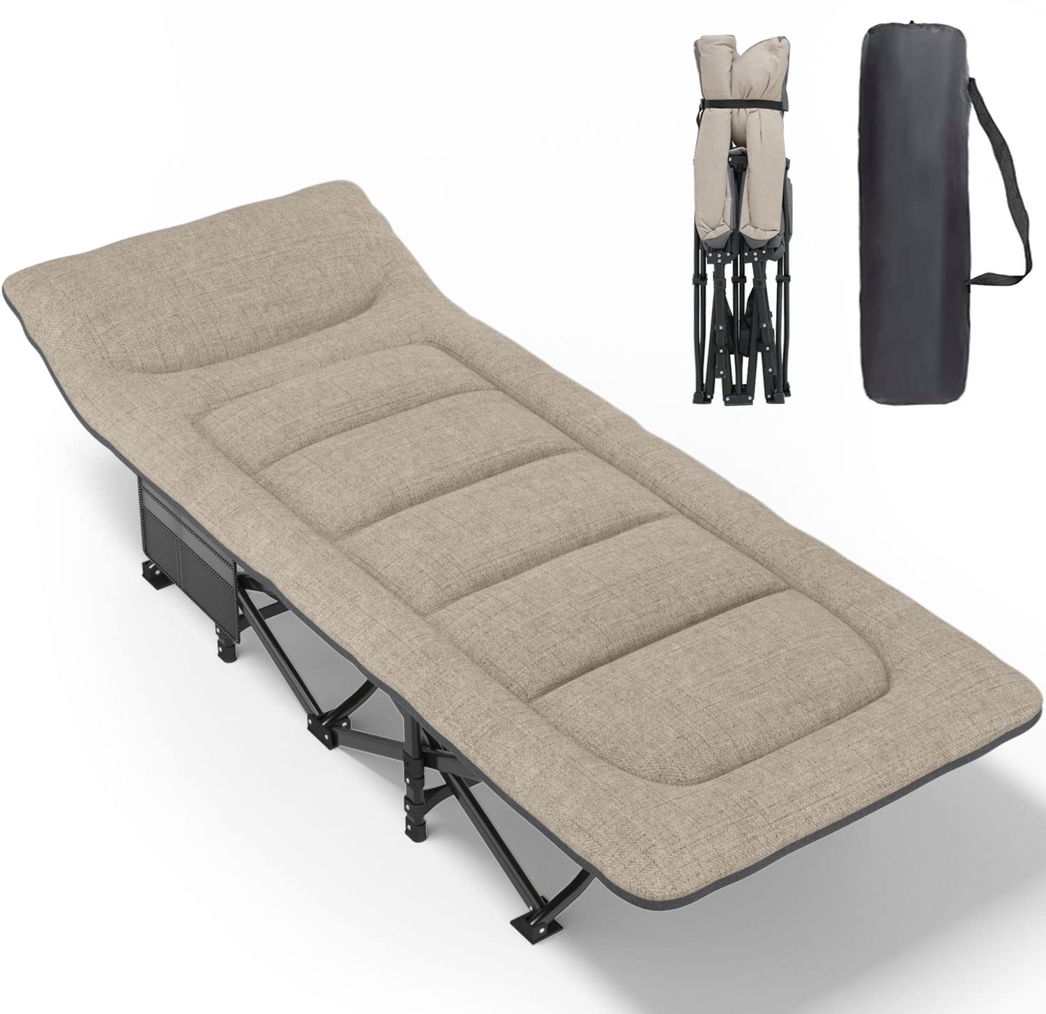 ATORPOK Heavy-Duty Padded Camping Cot with Carry Bag