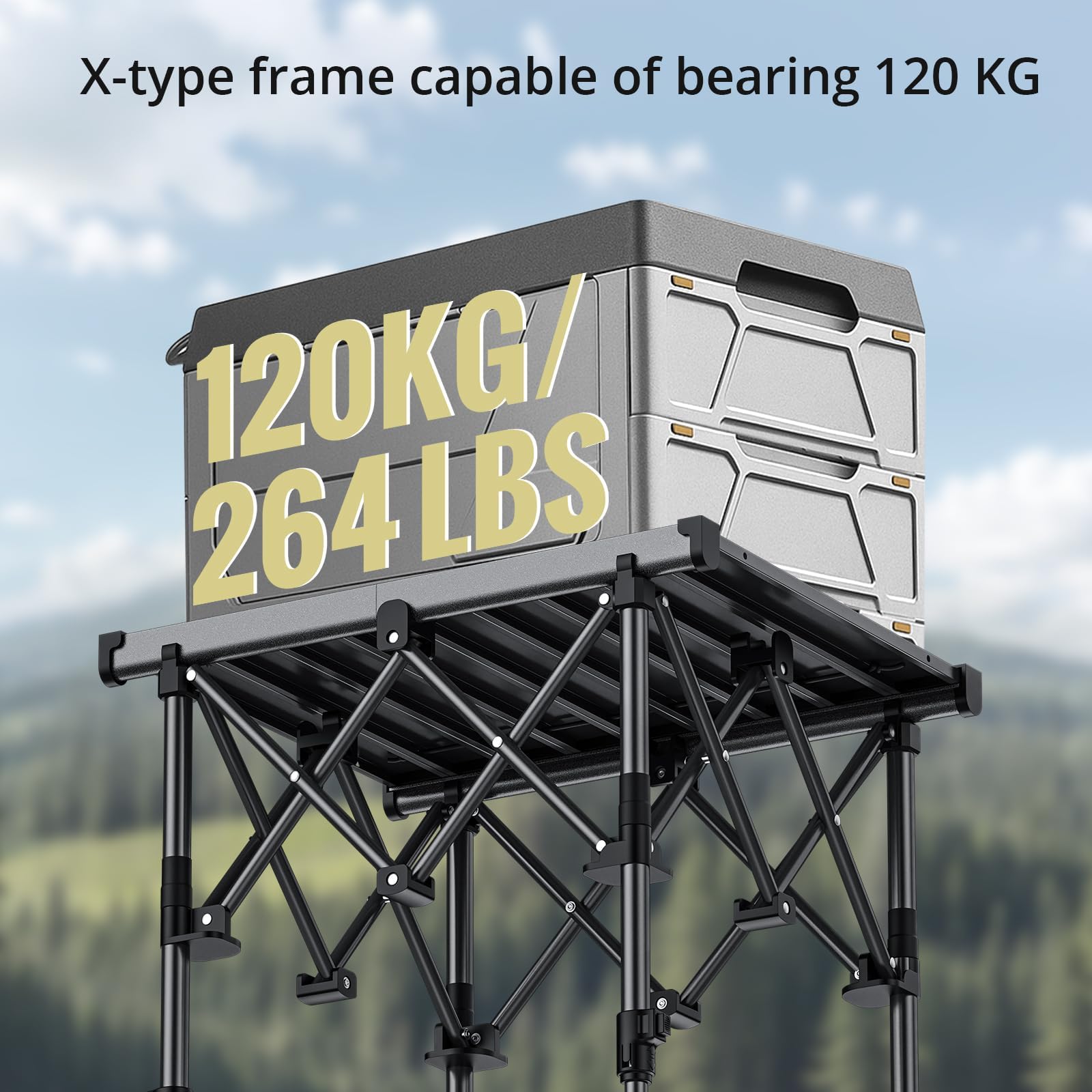 Anbte Adjustable Aluminum Roll-Top Camping Table with Bag