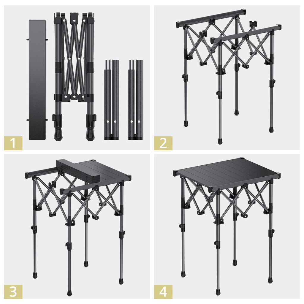Anbte Adjustable Aluminum Roll-Top Camping Table with Bag