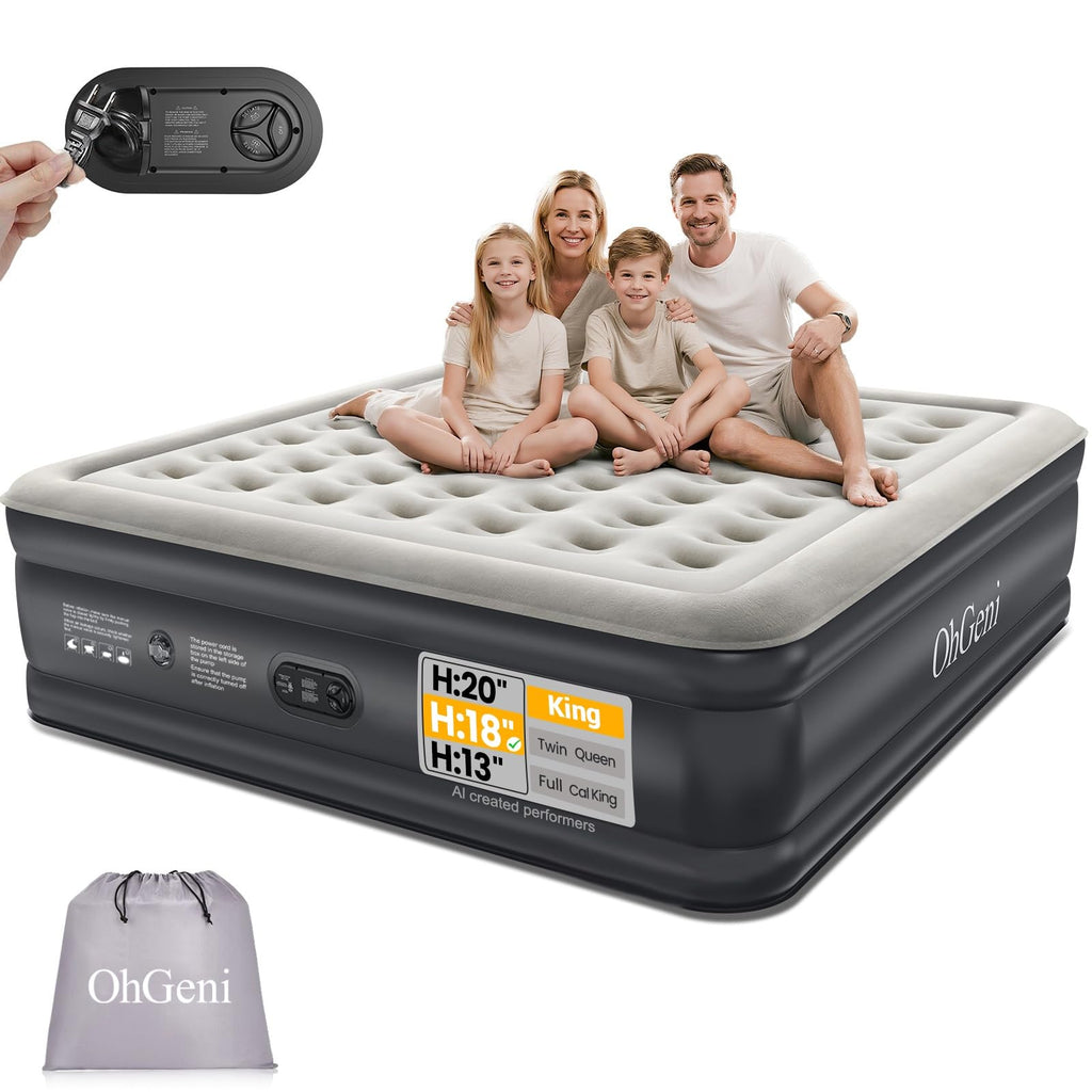 OhGeni Inflatable Air Mattress with Built-In Pump