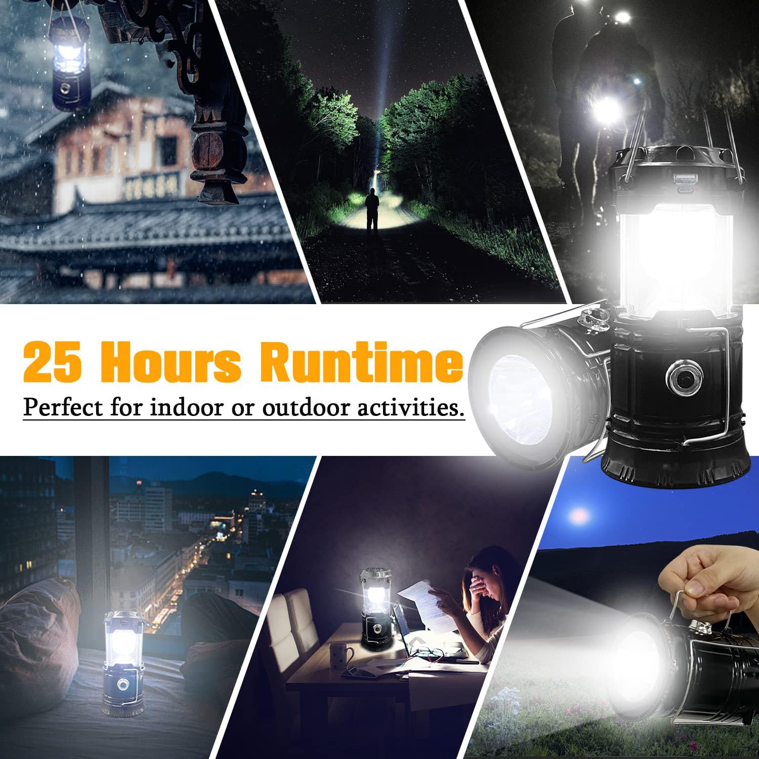 XTAUTO Collapsible Solar USB Rechargeable Camping Lantern