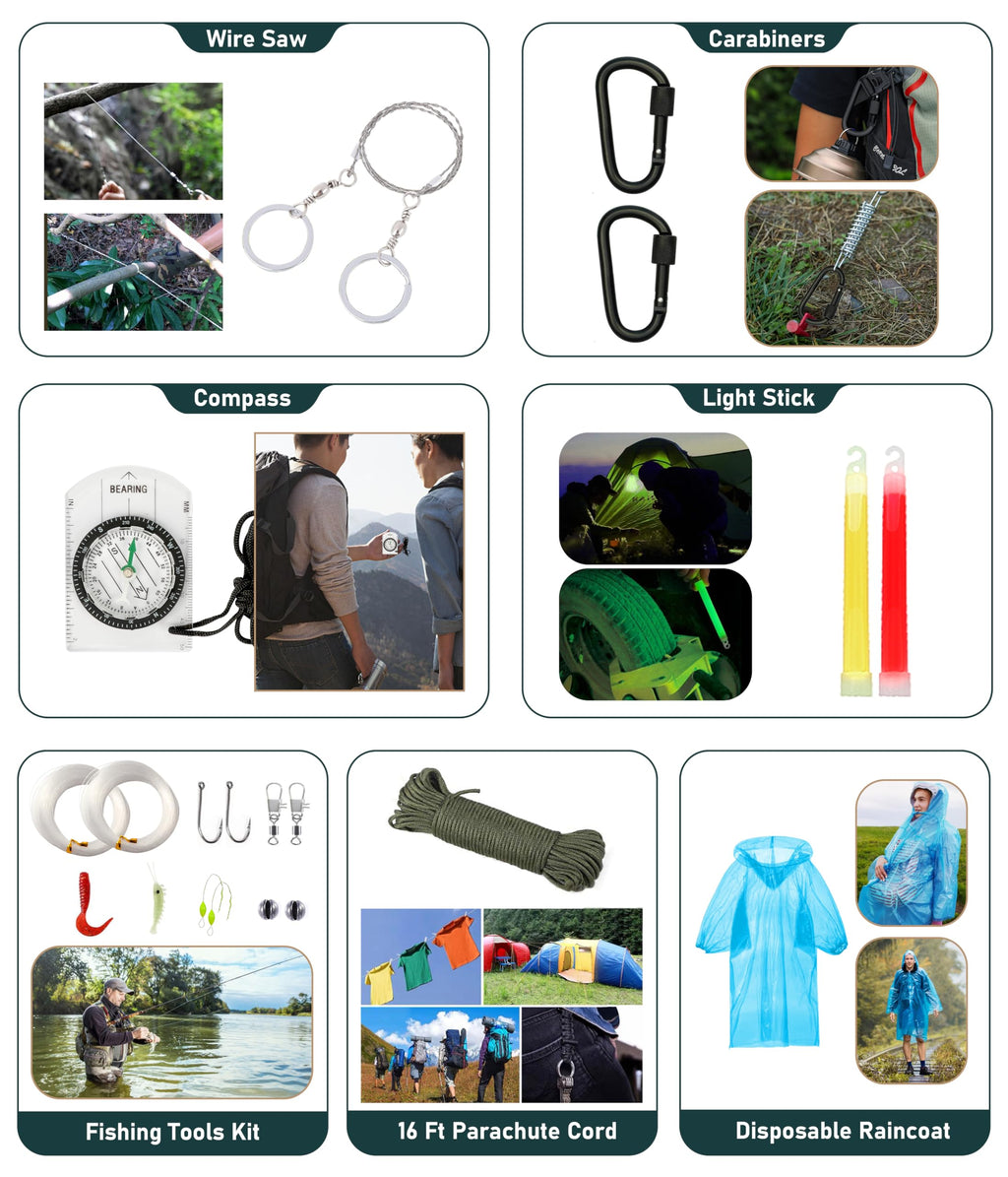 262-Piece Emergency Survival Kit with First Aid Crossbody Bag