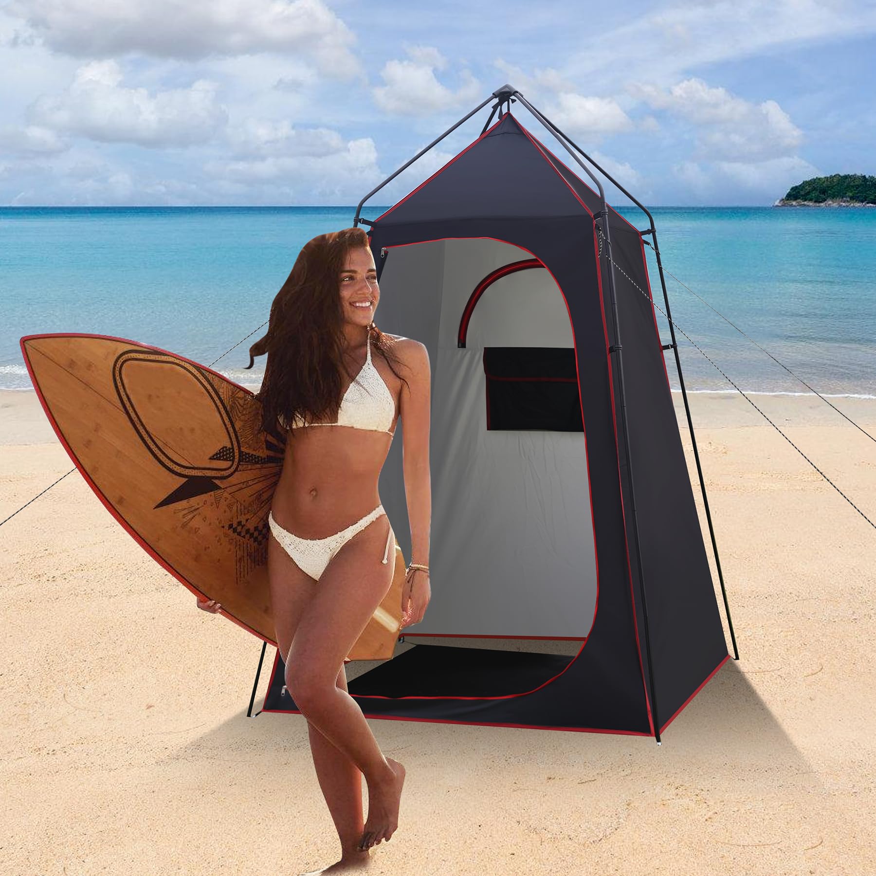 7.2-Foot UPF 50+ Portable Shower Privacy Tent with Floor